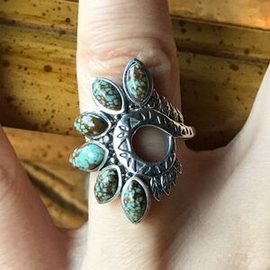 Royston Blue Horizon Turquoise Sterling Silver Native American Style Ring Size 6